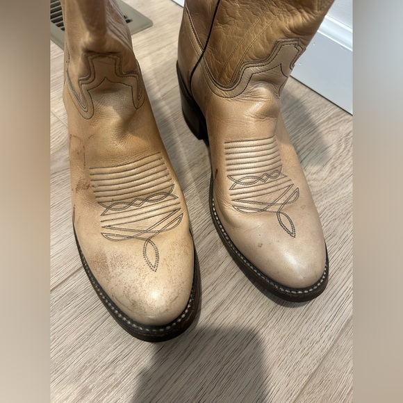 J Chisholm Western Cowboy Boots Tan Marbled USA Made - Size 8.5 D Men’s - Picture 3 of 11